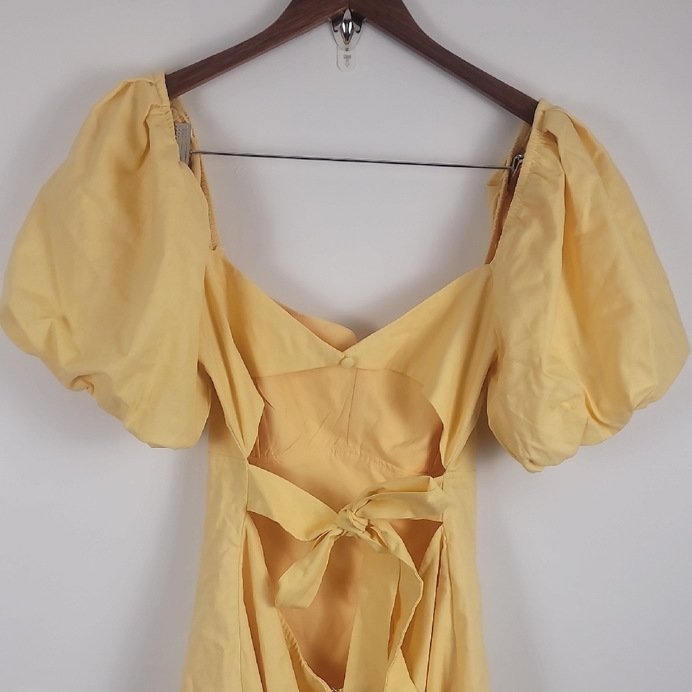 Fashion Nova Linen Blend Sienna Yellow Mini Dress - Picture 8 of 10